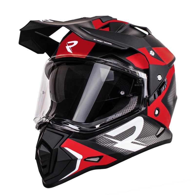 Enduro přilba Street Racer Tracker černo-bílo-červená výprodej