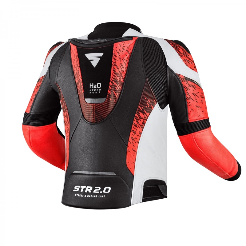Shima STR 2.0 must-valge-fluo punane mootorratta jakk