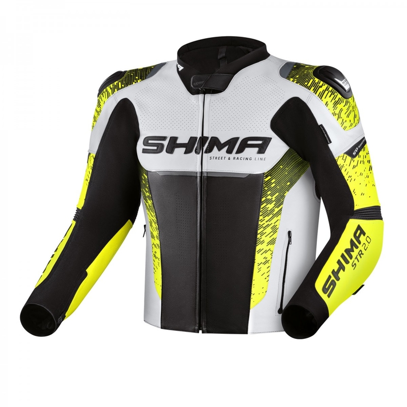 Mootorratta jope Shima STR 2.0 must-valge-fluo kollane