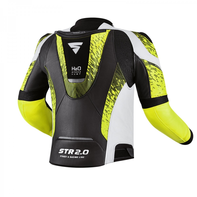 Mootorratta jope Shima STR 2.0 must-valge-fluo kollane