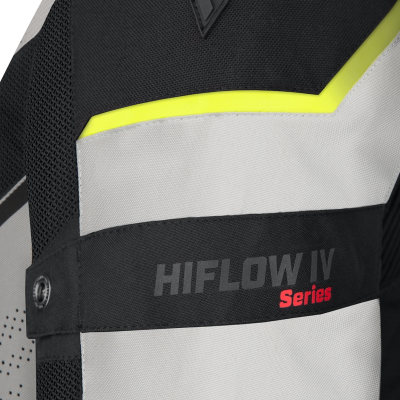 Rebelhorn Hiflow IV must-hõbedane-fluo kollane mootorratta jope allahindlus