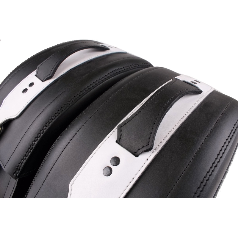 Kožené brašny na motorku se zámkem RSA-S15 černo-bílé