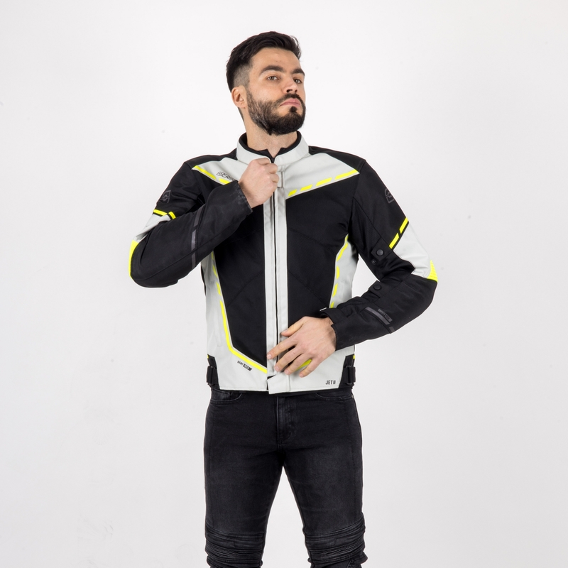Moto jakk Ozone Jet II hall-must-fluo kollane allahindlus