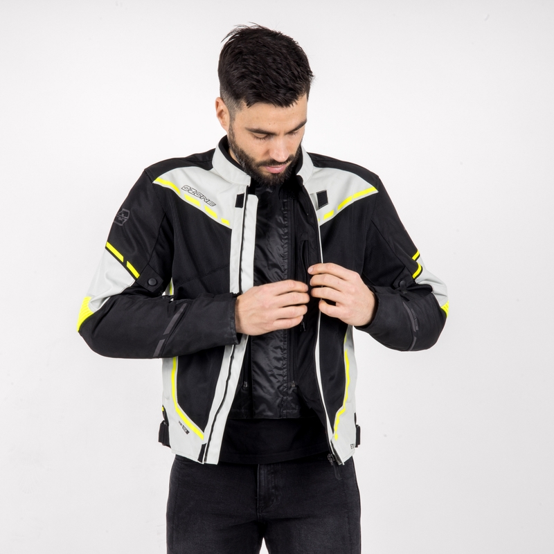 Moto jakk Ozone Jet II hall-must-fluo kollane allahindlus