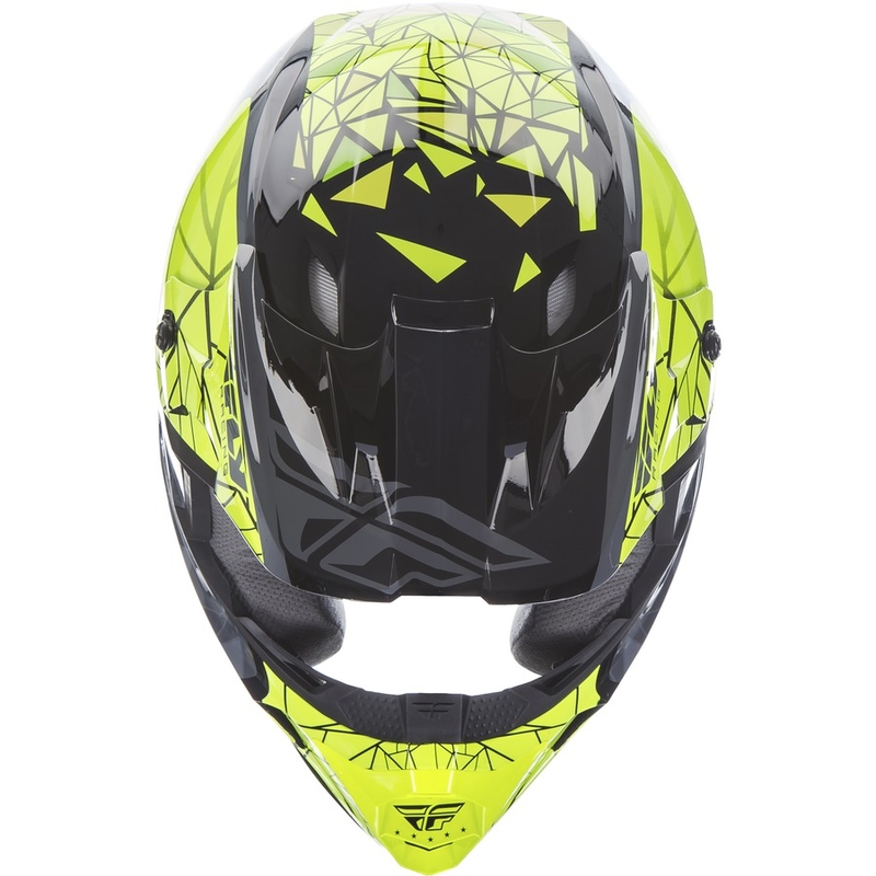 Dětská motokrosová přilba FLY Racing Kinetic CRUX - USA fluo žluto-šedo-černá výprodej