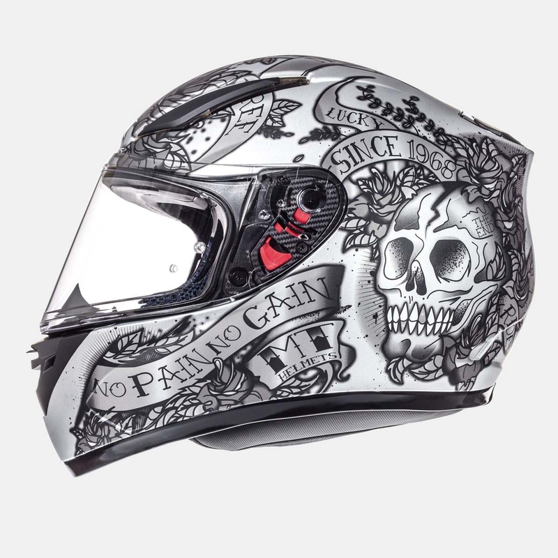 Integrální přilba na motorku MT Revenge Skull & Rose černá matná-stříbrná