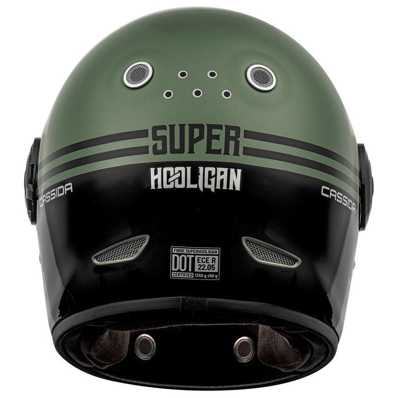 Cassida Fibre Super Hooligan must-roheline integreeritud mootorratta kiiver allahindlus