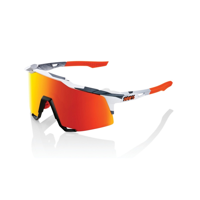Päikeseprillid 100% SPEEDCRAFT Soft Tact Grey Camo valge-hall-oranž (HIPER punane klaas)