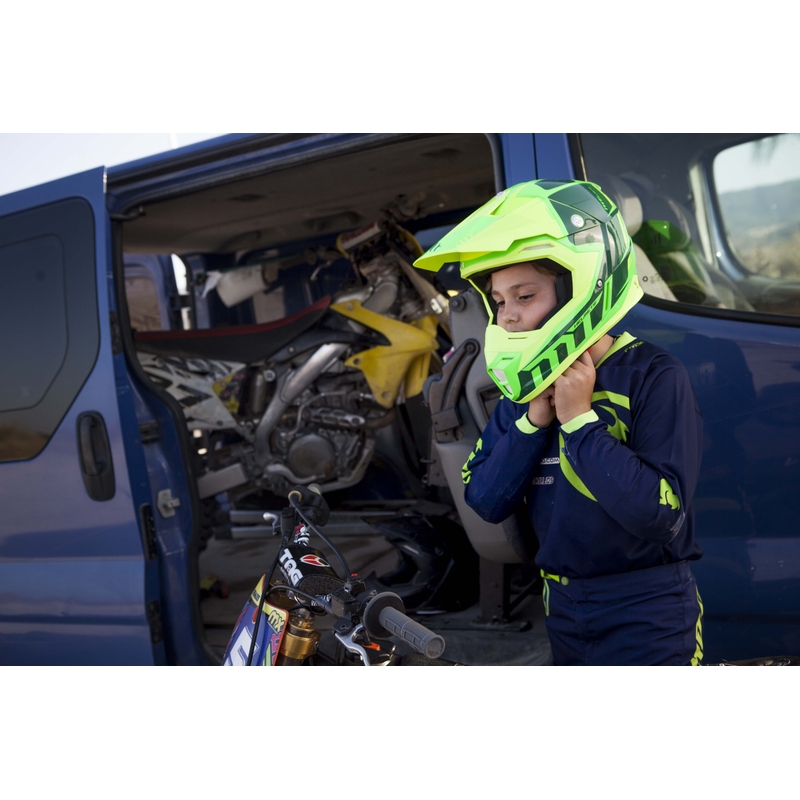 Dětská motokrosová přilba na motorku MT MX-2 Spec fluo zeleno-žlutá