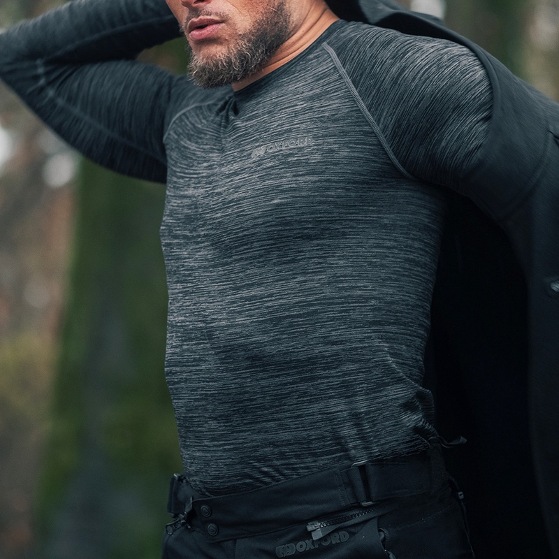 Oxford Advanced Base Layer Black-Grey Thermal T-särk - pikkade varrukatega