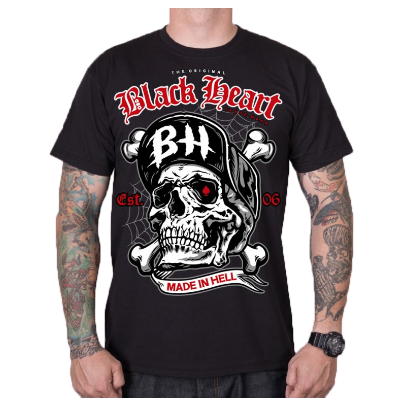 Meeste T-särk Black Heart Skull Bones must allahindlus
