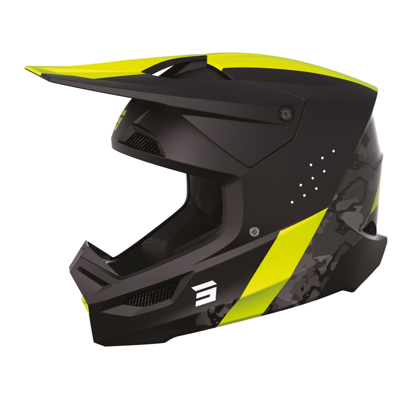 Motokrosová přilba Shot Race Camo černo-šedo-fluo žlutá výprodej