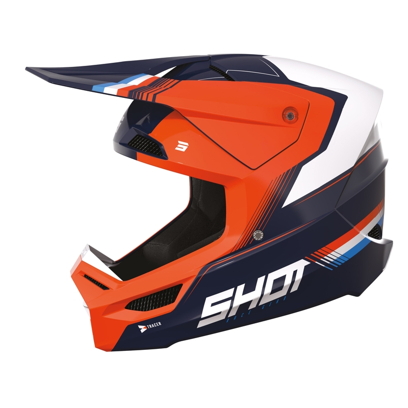 Motokrosová přilba Shot Race Tracer bílo-modro-oranžová