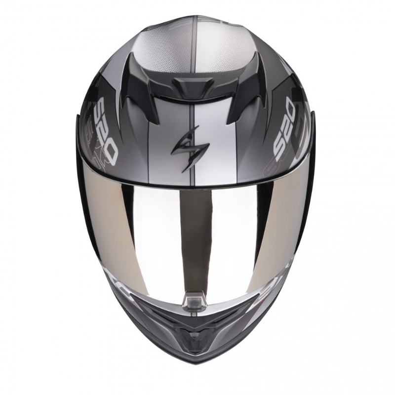 Integrální přilba na motorku Scorpion EXO-520 EVO Air Cover stříbrno-červená matná