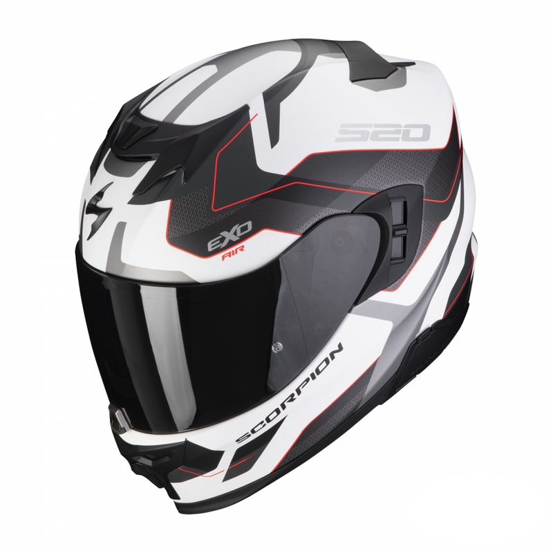 Integrální přilba na motorku Scorpion EXO-520 EVO Air Elan bílo-stříbrno-červená matná