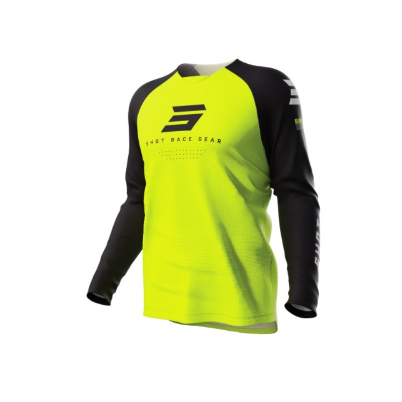 Dětský motokrosový dres Shot Raw Kid Escape černo-fluo žlutý výprodej