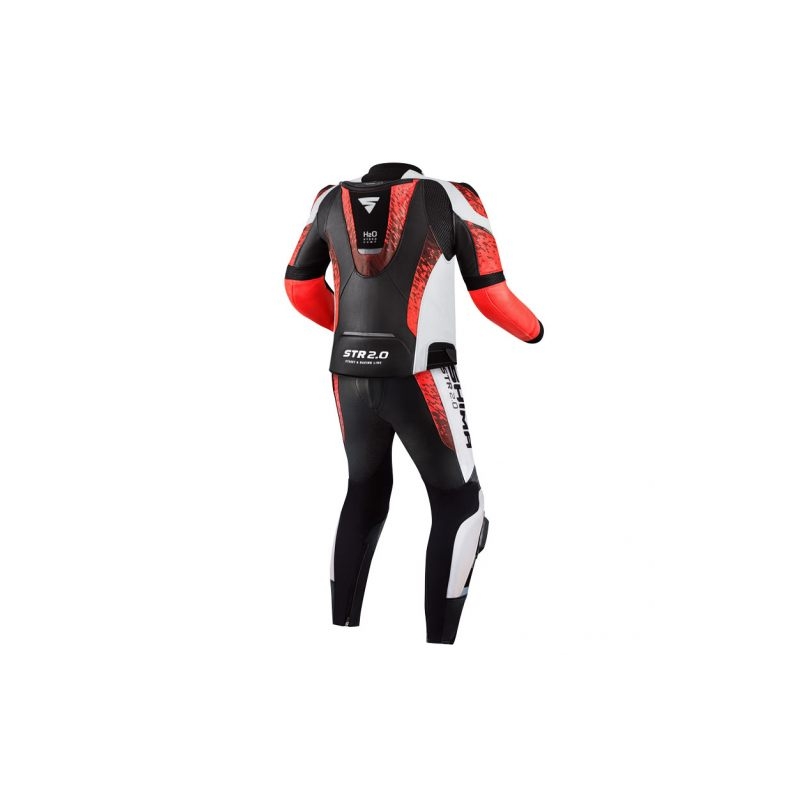 Shima STR 2.0 must-valge-fluo punane mootorratta kombinesoon