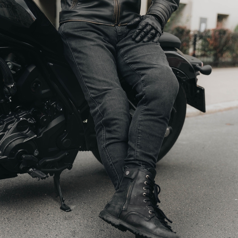 Jeansy na motorku Rebelhorn Nomad TP seprané černé výprodej
