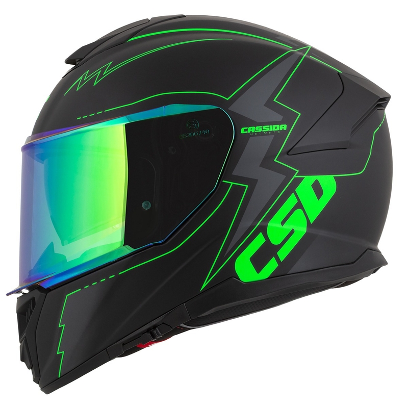 Integral mootorratta kiiver Cassida Integral GT 2.1 Flash must-fluo roheline-hall