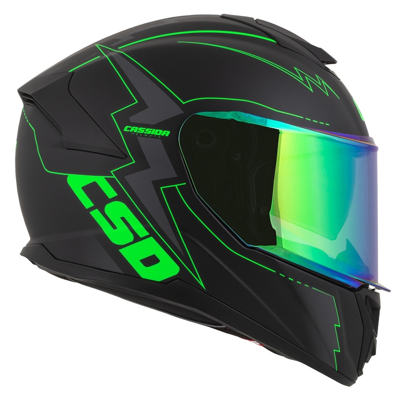 Integral mootorratta kiiver Cassida Integral GT 2.1 Flash must-fluo roheline-hall