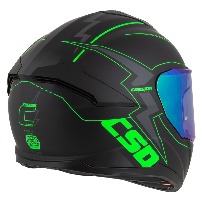 Integral mootorratta kiiver Cassida Integral GT 2.1 Flash must-fluo roheline-hall