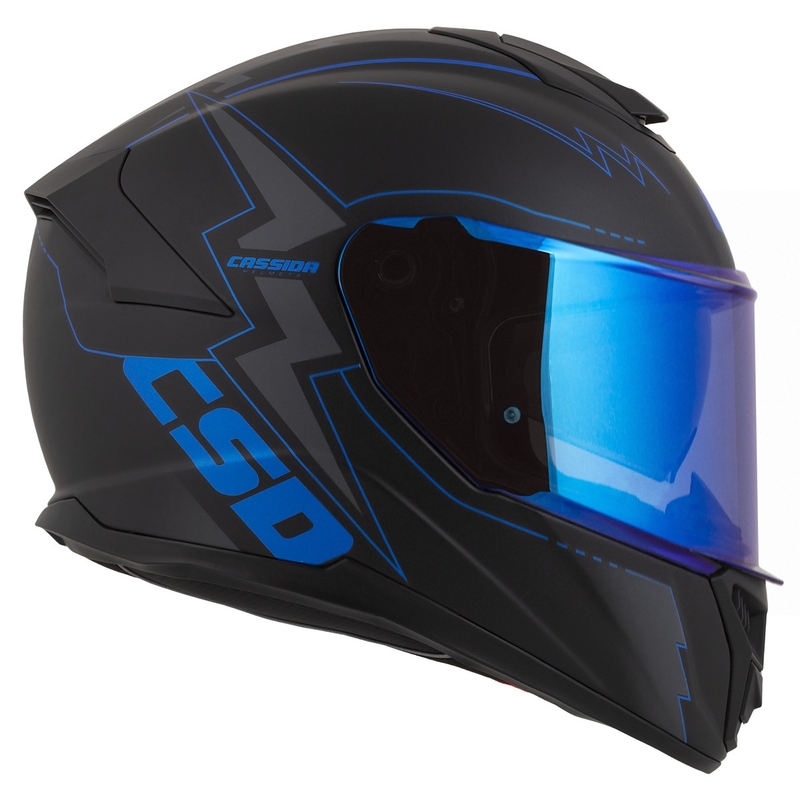 Integral mootorratta kiiver Cassida Integral GT 2.1 Flash must-sinine-hall