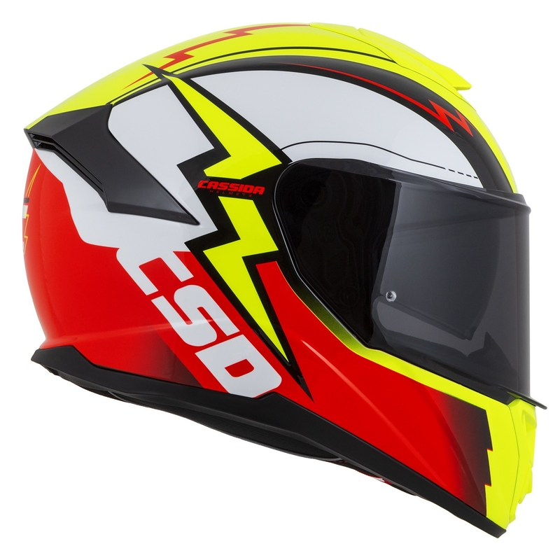 Integral mootorratta kiiver Cassida Integral GT 2.1 Flash fluo kollane-punane-must-valge