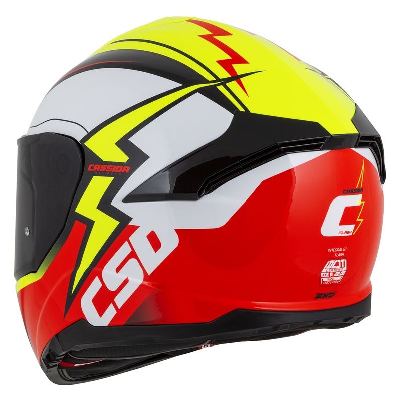 Integral mootorratta kiiver Cassida Integral GT 2.1 Flash fluo kollane-punane-must-valge