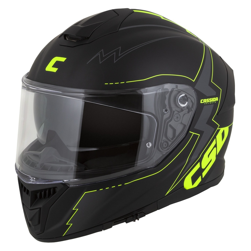 Integral mootorratta kiiver Cassida Integral GT 2.1 Flash must-fluo kollane-hall