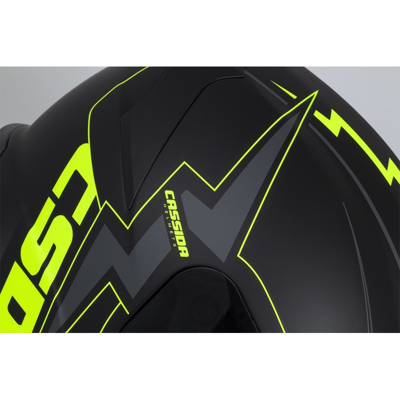 Integral mootorratta kiiver Cassida Integral GT 2.1 Flash must-fluo kollane-hall