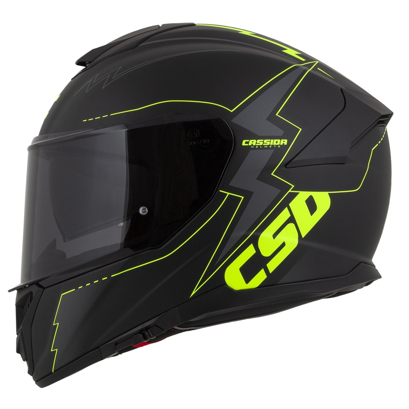 Integral mootorratta kiiver Cassida Integral GT 2.1 Flash must-fluo kollane-hall