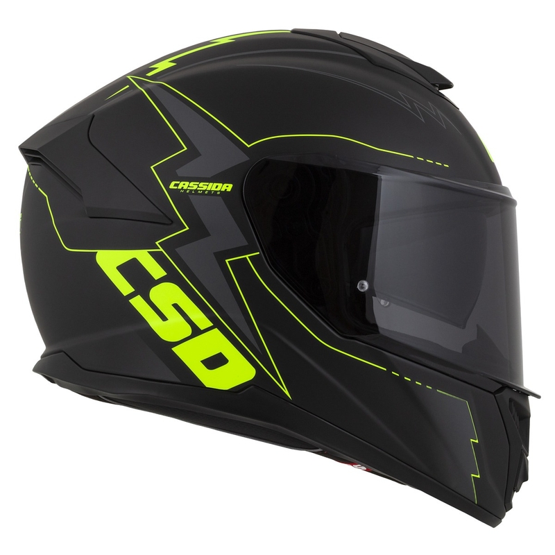 Integral mootorratta kiiver Cassida Integral GT 2.1 Flash must-fluo kollane-hall