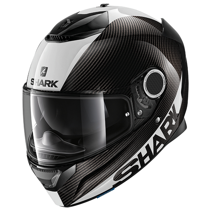 Integrální přilba na motorku SHARK Spartan Carbon Skin 1.2 černo-bílá