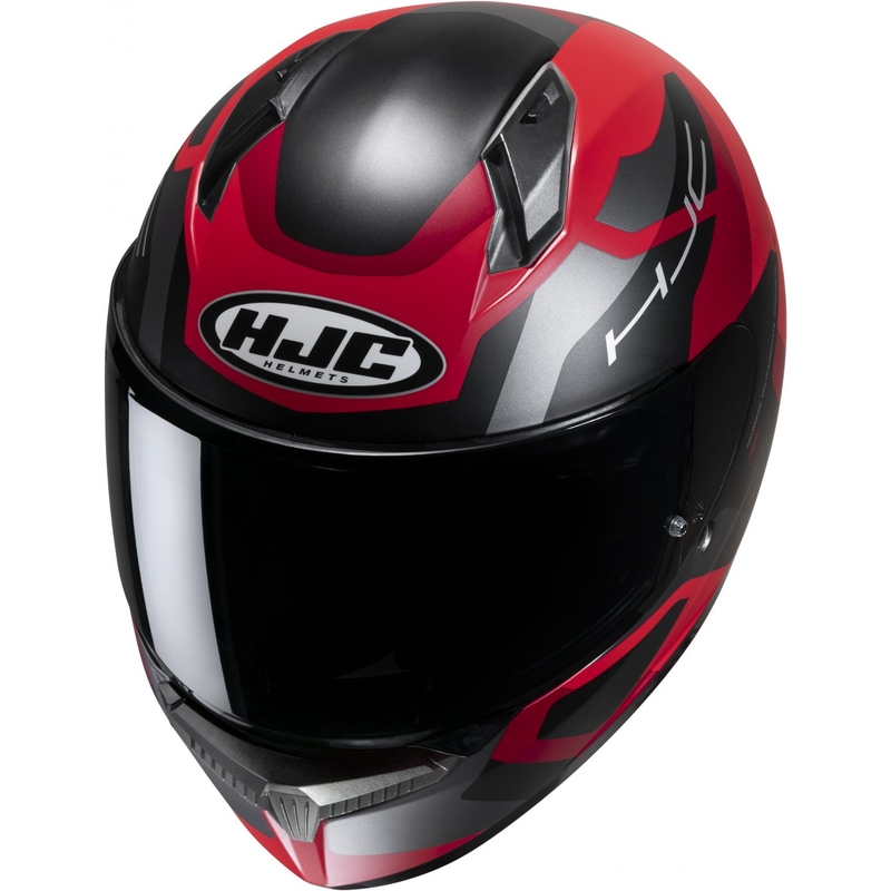 HJC C10 Tins MC1SF must-hall-punane integreeritud mootorratta kiiver