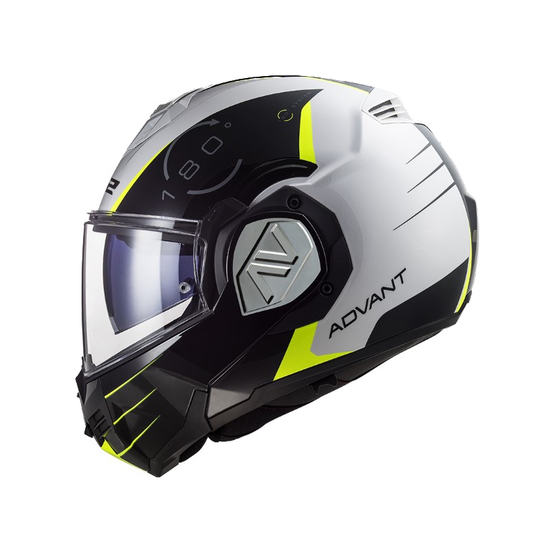Flip-up mootorratta kiiver LS2 FF906 Advant Codex 06 must-valge-fluo kollane