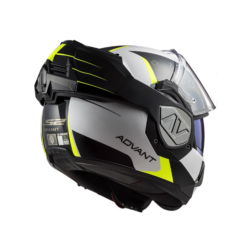 Flip-up mootorratta kiiver LS2 FF906 Advant Codex 06 must-valge-fluo kollane