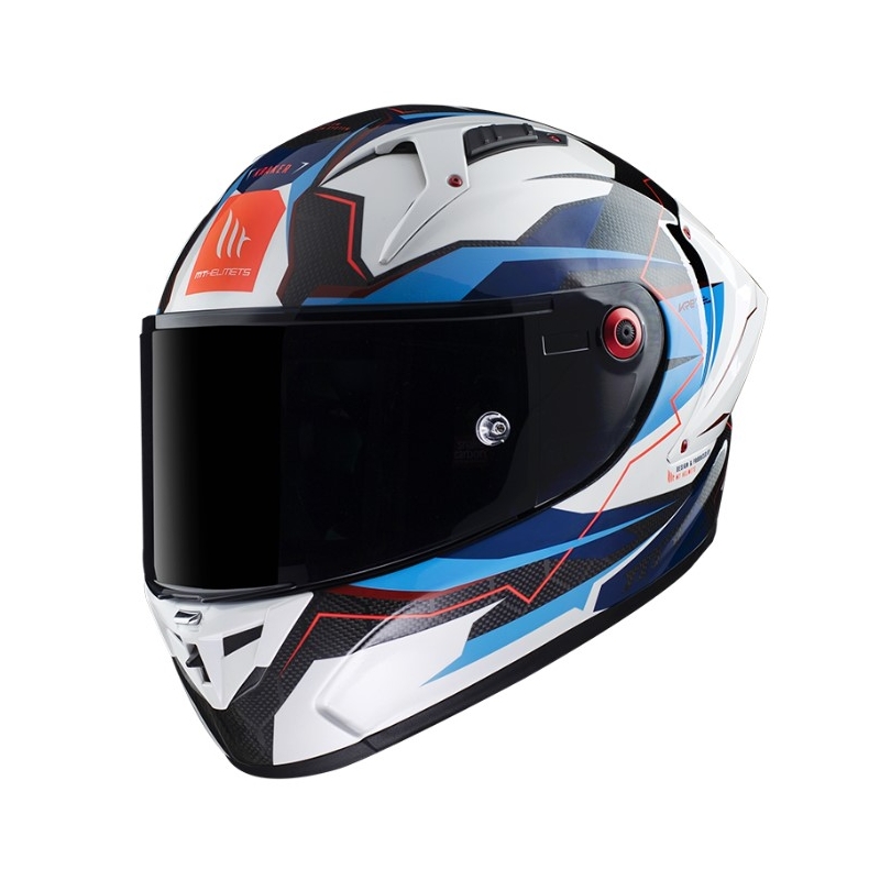 Integrální přilba na motorku MT KRE+ Carbon Kraker B7 černo-bílo-modrá