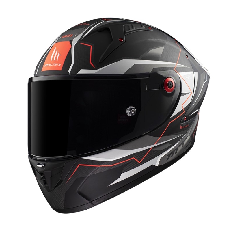 Integrální přilba na motorku MT KRE+ Carbon Kraker C5 červeno-šedo-červená