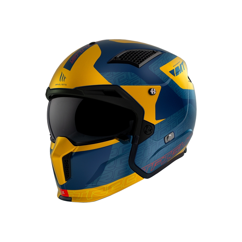 Otevřená přilba s maskou MT Streetfighter SV Totem C3 modro-žlutá