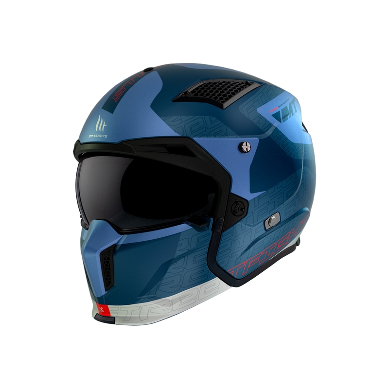 Otevřená přilba s maskou MT Streetfighter SV Totem C17 bílo-modrá