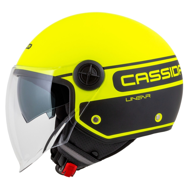 Cassida Handy Plus Linear Fluo kollane-must avatud mootorratta kiiver