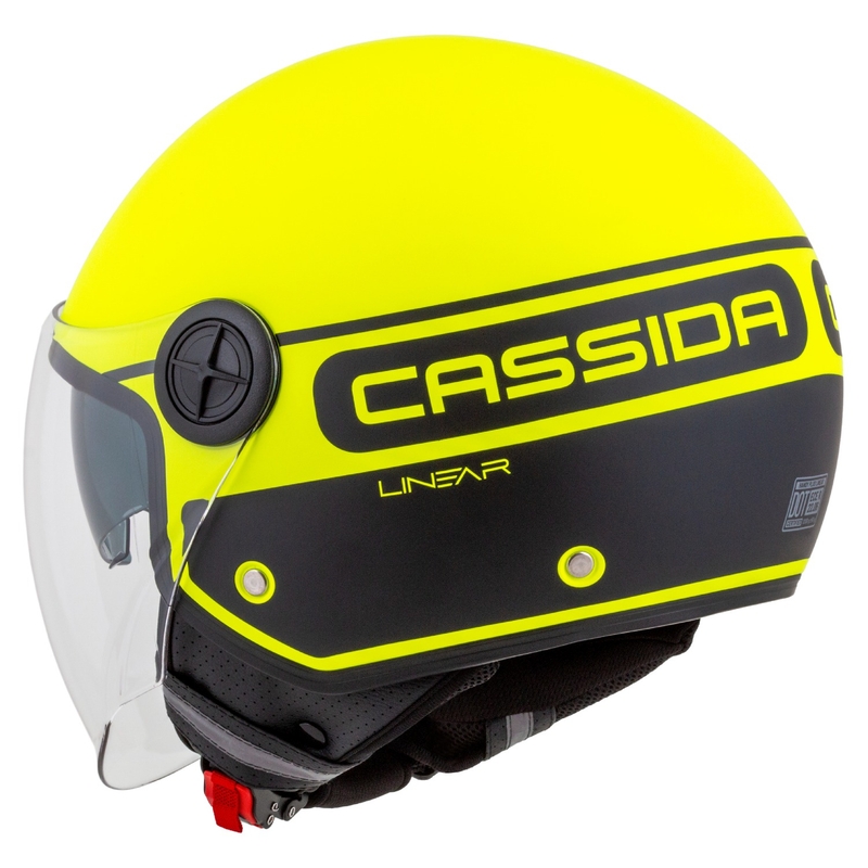 Cassida Handy Plus Linear Fluo kollane-must avatud mootorratta kiiver