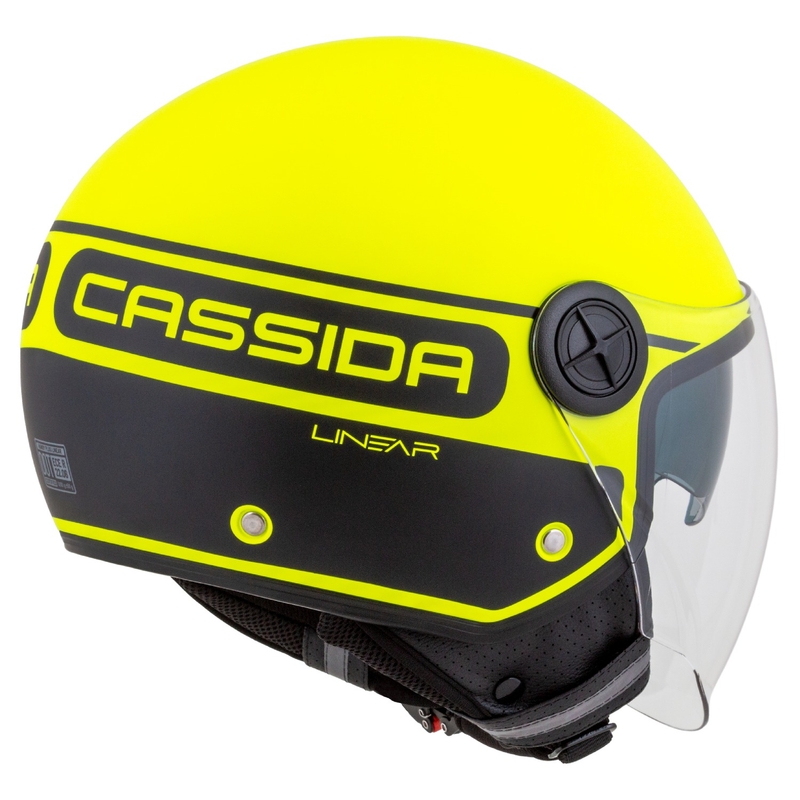 Cassida Handy Plus Linear Fluo kollane-must avatud mootorratta kiiver