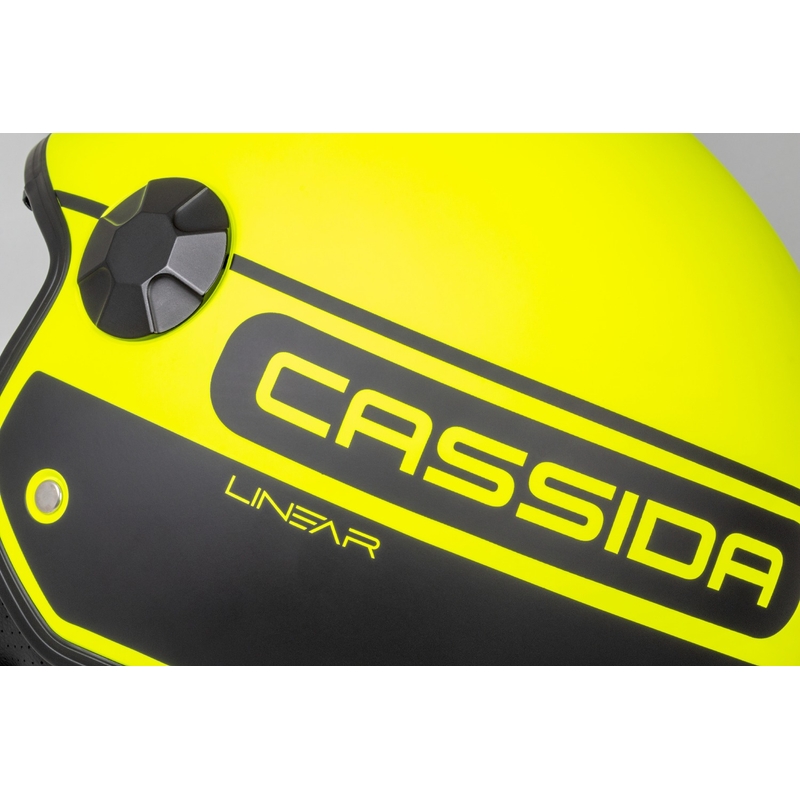 Cassida Handy Plus Linear Fluo kollane-must avatud mootorratta kiiver