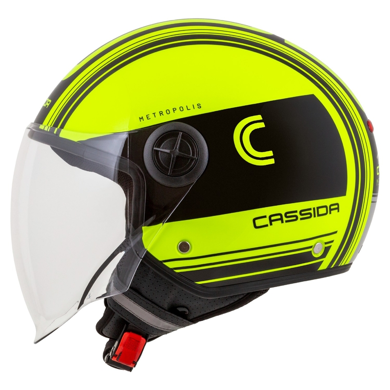 Cassida Handy Metropolis Safety fluo kollane-must-must-peegeldav hall avatud mootorratta kiiver