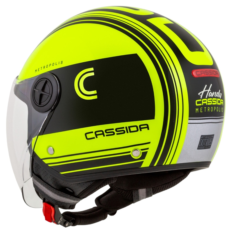 Cassida Handy Metropolis Safety fluo kollane-must-must-peegeldav hall avatud mootorratta kiiver