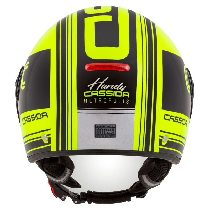 Cassida Handy Metropolis Safety fluo kollane-must-must-peegeldav hall avatud mootorratta kiiver
