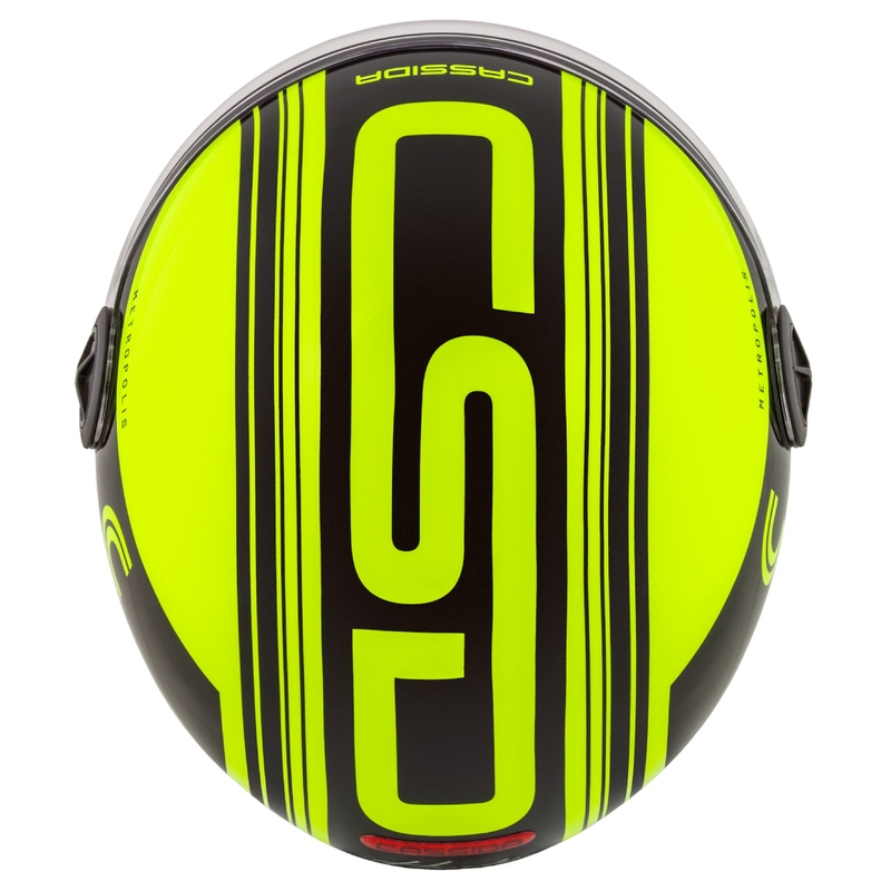 Cassida Handy Metropolis Safety fluo kollane-must-must-peegeldav hall avatud mootorratta kiiver