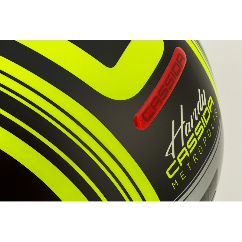 Cassida Handy Metropolis Safety fluo kollane-must-must-peegeldav hall avatud mootorratta kiiver