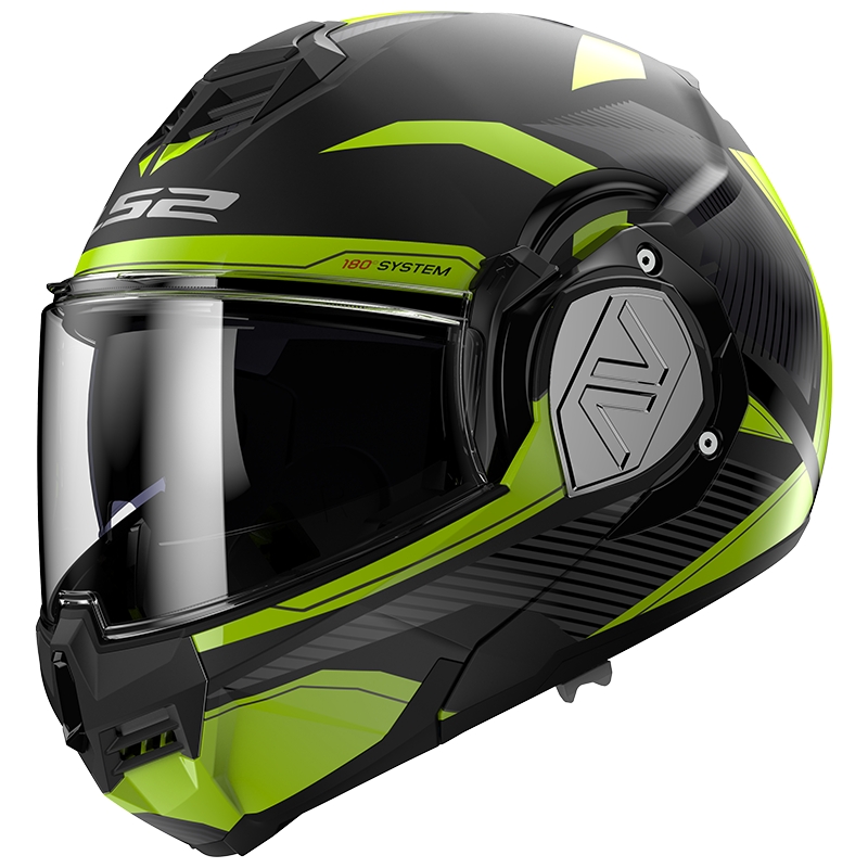 Ümberpööratav mootorratta kiiver LS2 FF906 Advant Revo must-fluo kollane matt